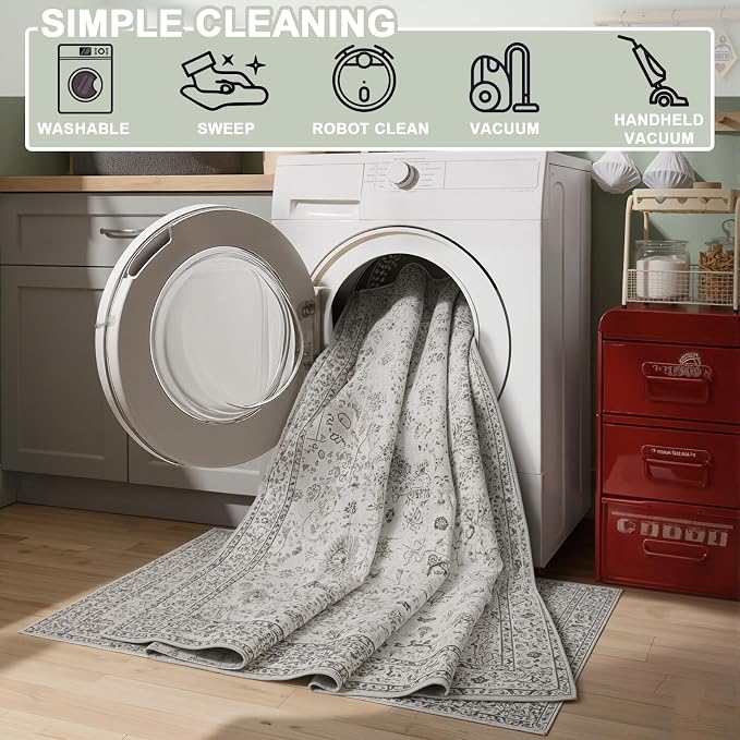 Washable Area Rug 8x10 Gray, Large Soft Rugs - Image 5