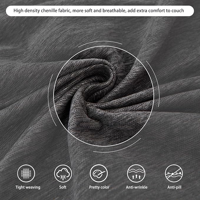 DREAMINGO Sofa Covers Washable Thick Chenille Couch Cover - Image 4