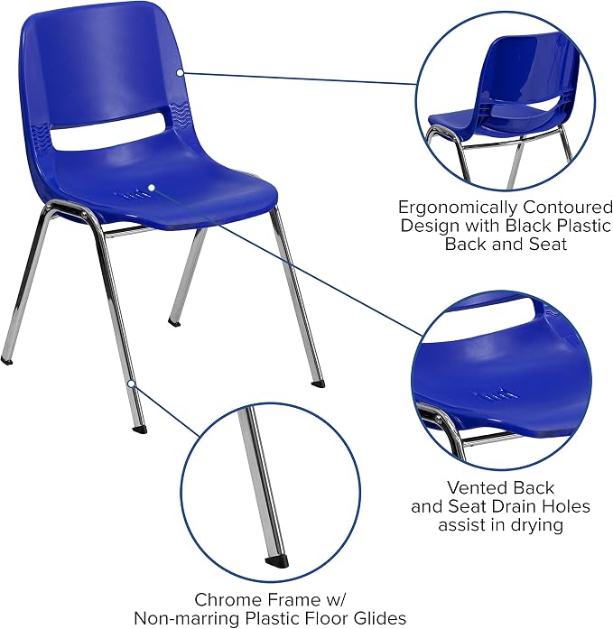 Flash Furniture HERCULES Series 440 lb. Capacity Kid's Navy Ergonomic Shell - Image 4
