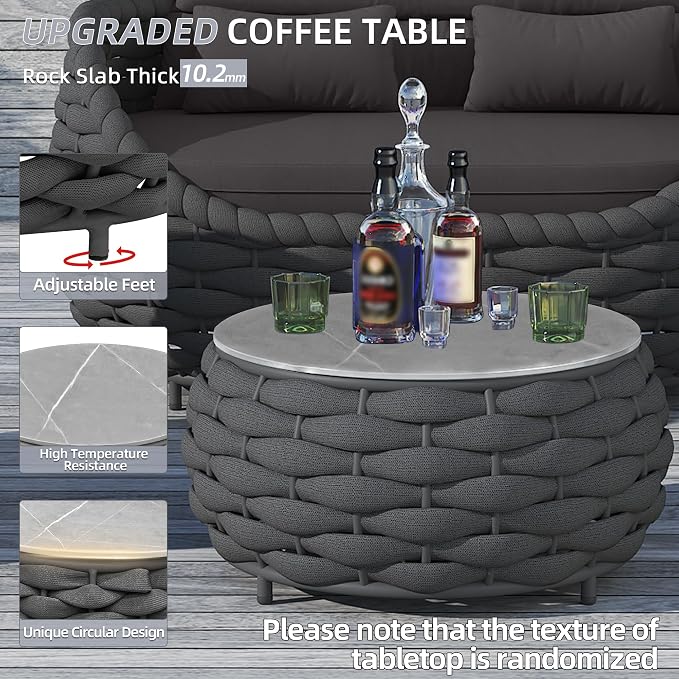 TWT 3 Pieces Aluminum Patio Furniture Set, Hand Woven Textilene Rope Outdoor - Image 3