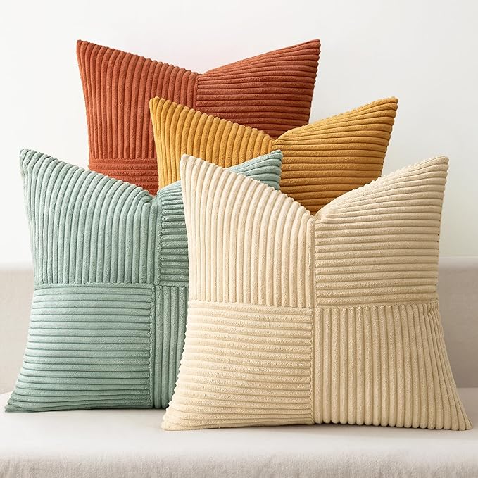 MIULEE Teal-Orange Decorative Throw Pillow Covers 20x20 Inch Set of 4 Boho by MIULEE