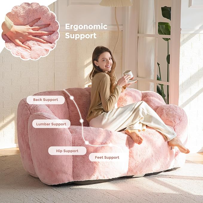 MAXYOYO Bean Bag Chair for Adults, Loveseat Floral Shaped Bean Bag Sofa - Image 5
