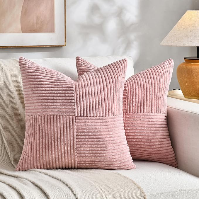Fancy Homi 2 Packs Blush Pink Decorative Throw Pillow Covers 22x22 Inch by Fancy+Homi