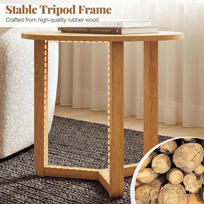 Giantex Round Nesting Coffee Table Set of 2, Wood Nesting End Tables - Image 5