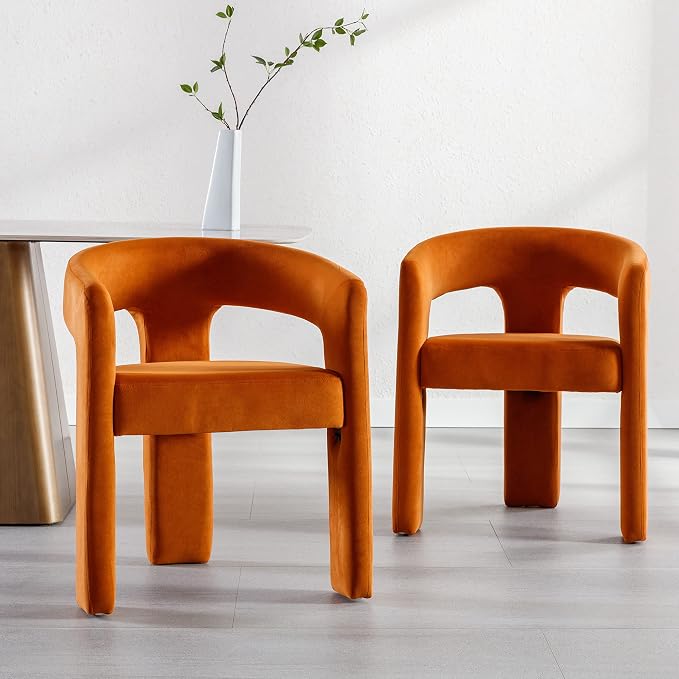RIVOVA Modern Barrel Dining Chairs Set of 2, Velvet Upholstered Accent Side - Image 7