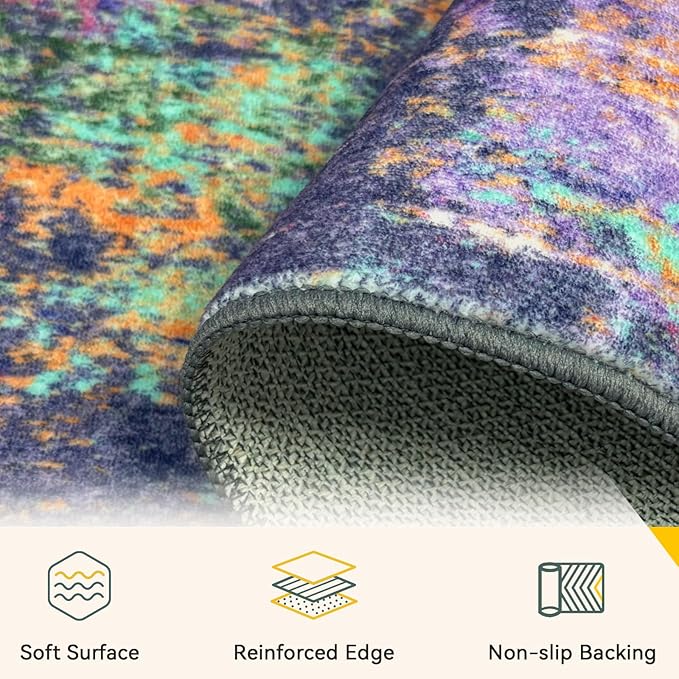 Washable Area Rugs 9'x12' Non-Slip Modern Abstract Soft - Image 4