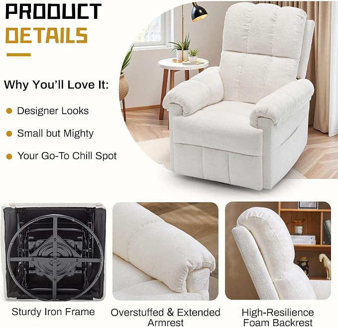 Korser Recliner Chair, Swivel Rocker Recliner Chair - Image 5