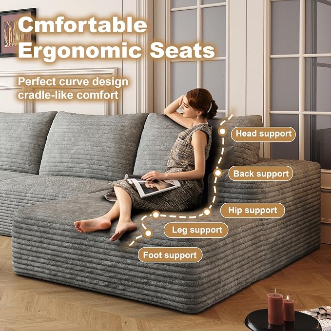 AUGOP 136" Sectional Couches for Living Room Modern Modular Sofa - Image 9