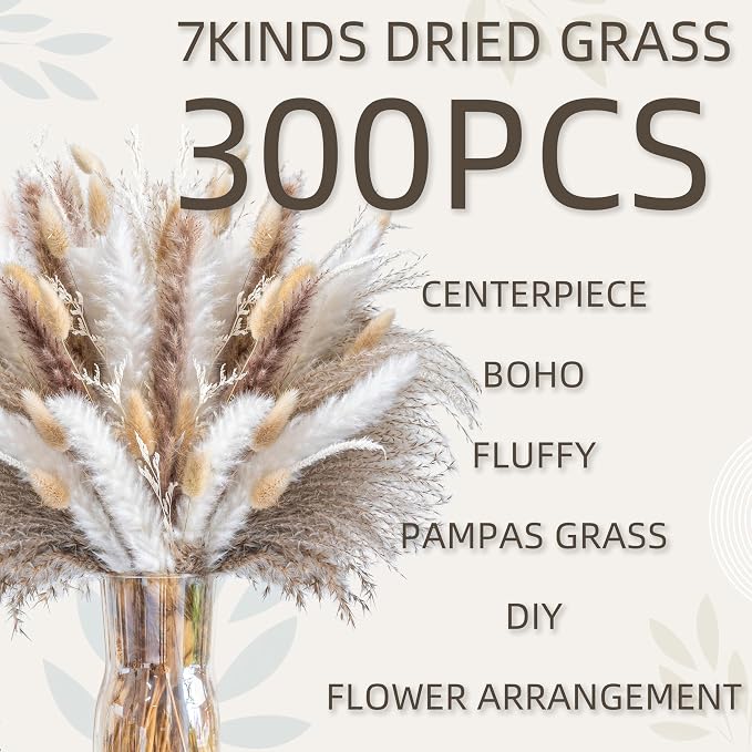 300PCS Natural Pampas Grass Mix Bouquet | Dried Pampas Bouquet - Image 2