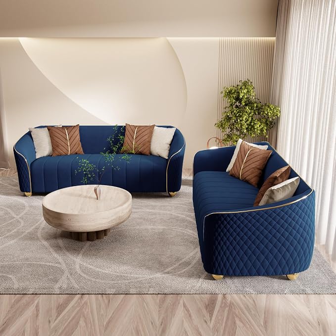 2-Piece Luxury Velvet Sofa Set for Living Room, Elegant Design Couch Set - Image 4