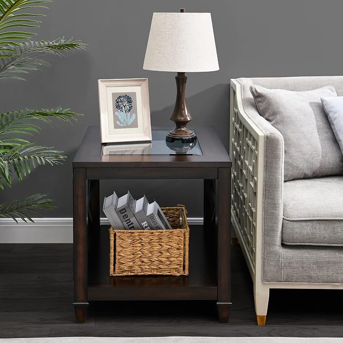 Farmhouse End Table Living Room, Furniture Solid Wood Square Large Side Tables - Image 6