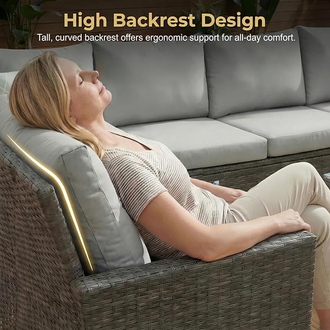 Wisteria Lane 7 Piece Patio Furniture Set, High Curved Back Wicker Outdoor - Image 3