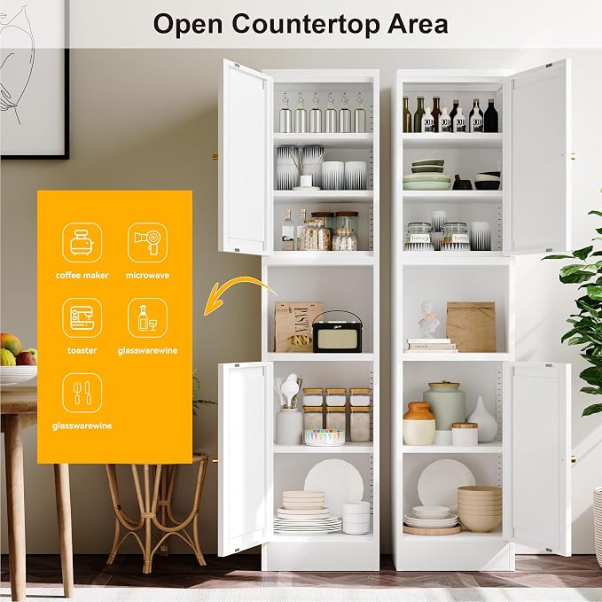 YAUWOH 2-Door Metal Storage Cabinet, Tall Slim Pantry Organizer - Image 6