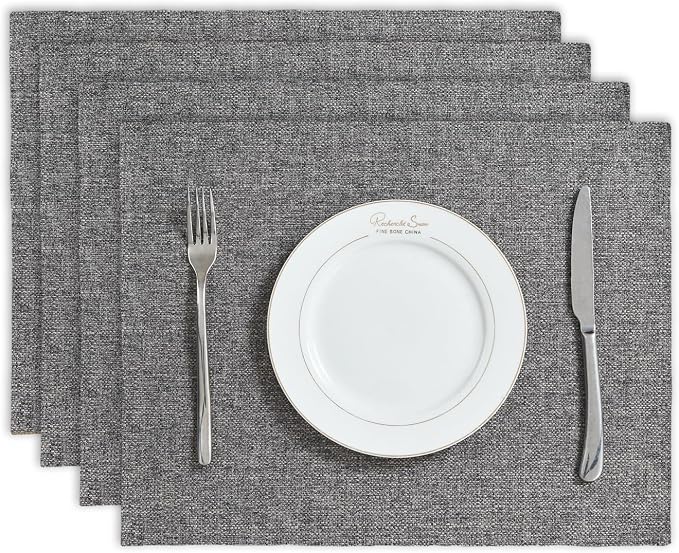 BALCONY & FALCON Placemats Set of 4 Faux Linen Cloth Place Mats Washable by BALCONYFALCON