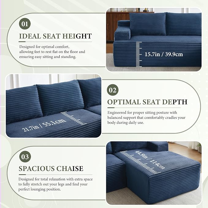 96" Sectional Couches for Living Room Cloud Couch Sofa - Image 6