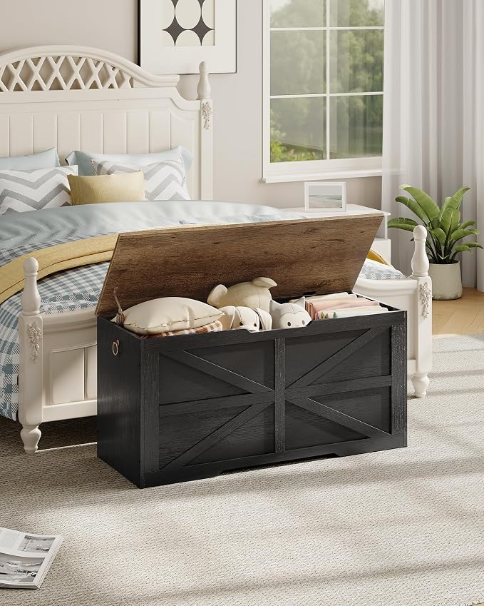 CHOEZON Storage Chest, 39.4" Wooden Storage Trunk, Modern Storage Bench - Image 2