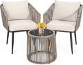 Kromax 3 Pieces Patio Rattan Bistro Conversation Set, Outdoor All-Weather by KROMAX