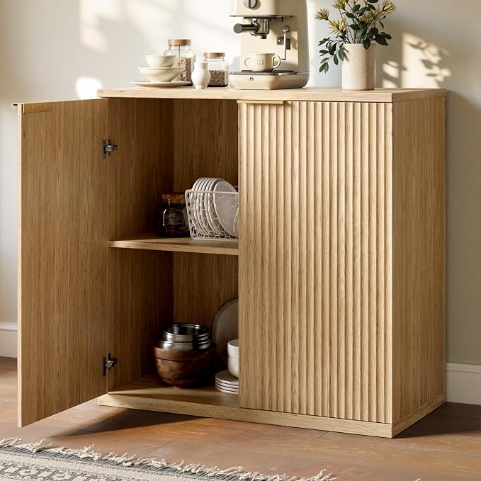 Evermagin 63" Oak Buffet Cabinet - Image 4