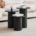 Round Side Tables Set of 3, Circle Modern Fluted Nesting Coffee Table, Accent by Euphpivigy
