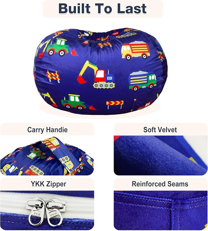 Lukeight Stuffed Animals Storage Bean Bag Chair Cover - Image 5