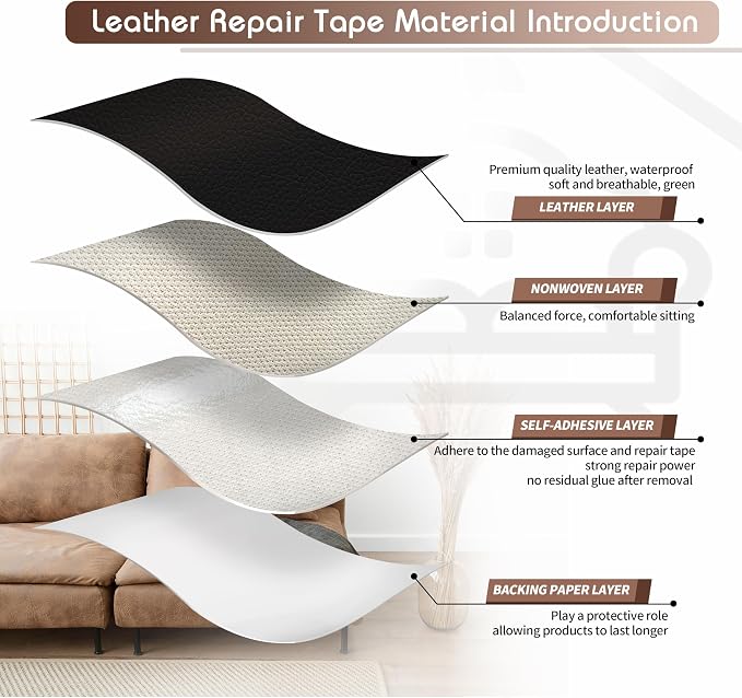 KING MOUNTAIN Leather Repair Patch, 16 x 60 Inches self Adhesive Leather Repair - Image 3