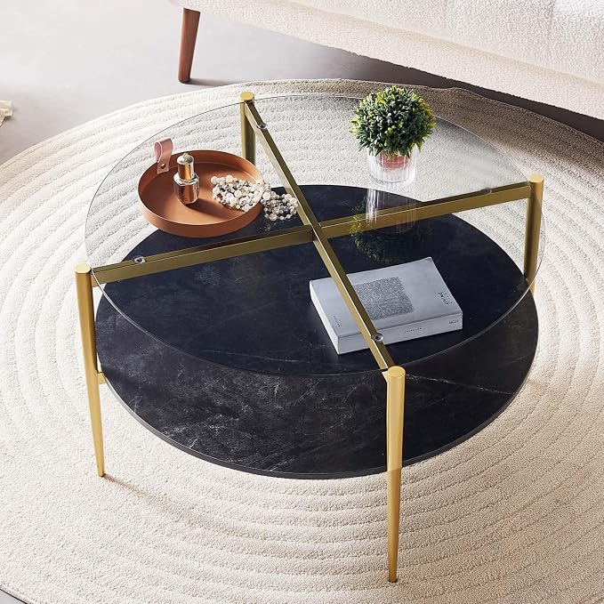 LumFurn Round Coffee Table for Living Room, Mid-Century Modern Design, D30 x H17 by LumFurn
