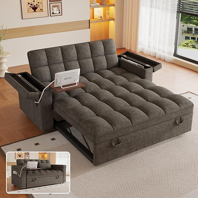 3 in 1 Convertible Sleeper Sofa, 65in Sleeper Couch by LITVZ
