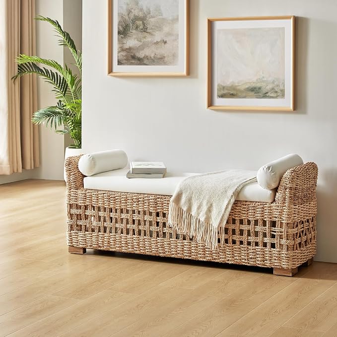 HULALA 56" Rattan Storage Bench - Image 3