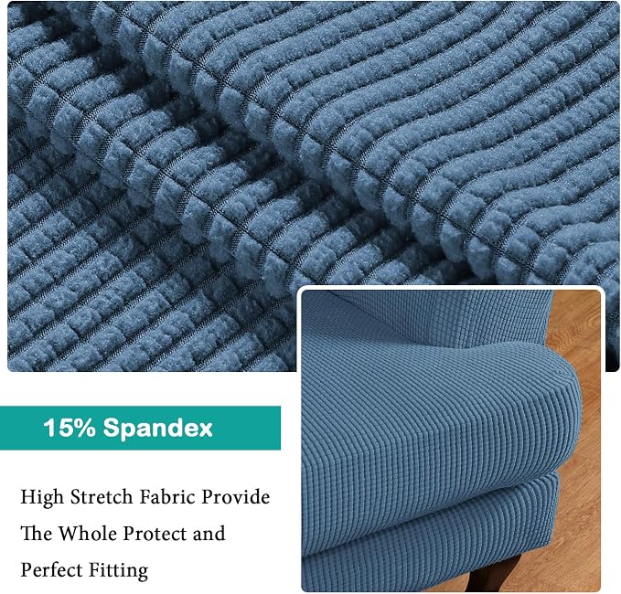 Turquoize Wingback Chair Covers 2 Piece Wing Chair Slipcover Stretch Slipcovers - Image 3