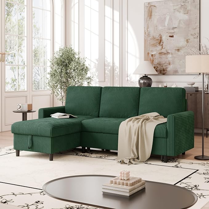 Vongrasig Pull Out Couch, 2 in 1 Sectional Sleeper Sofa Bed - Image 4