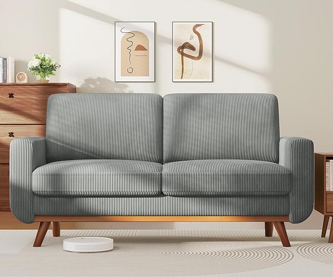 Vesgantti 68" Loveseat Sofa Dark Gray, Comfy Corduroy Couch by Vesgantti