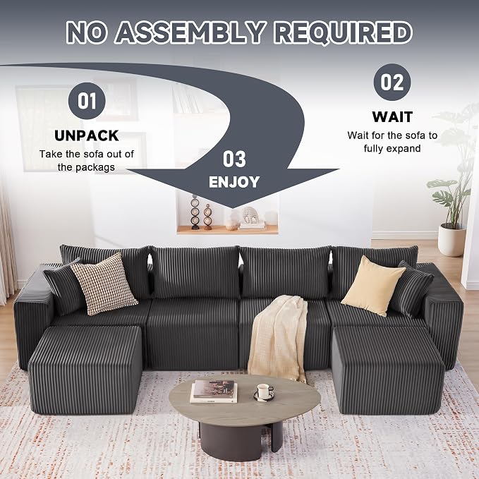 Weture 135.4" Cloud Couch Sectional, Modular Sectional Sofa - Image 5