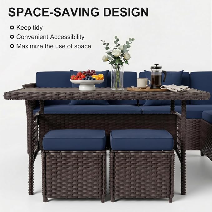 LOUVIXA 7 Pieces Patio Furniture Set, Outdoor Patio Furniture, Wicker - Image 4