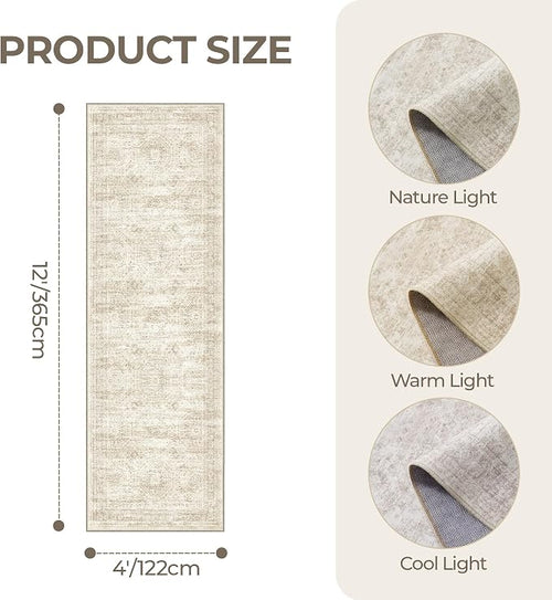 4x12 Runner Rug for Hallway, Low-Pile Wide Runner for Entryway, Long Washable - Image 2