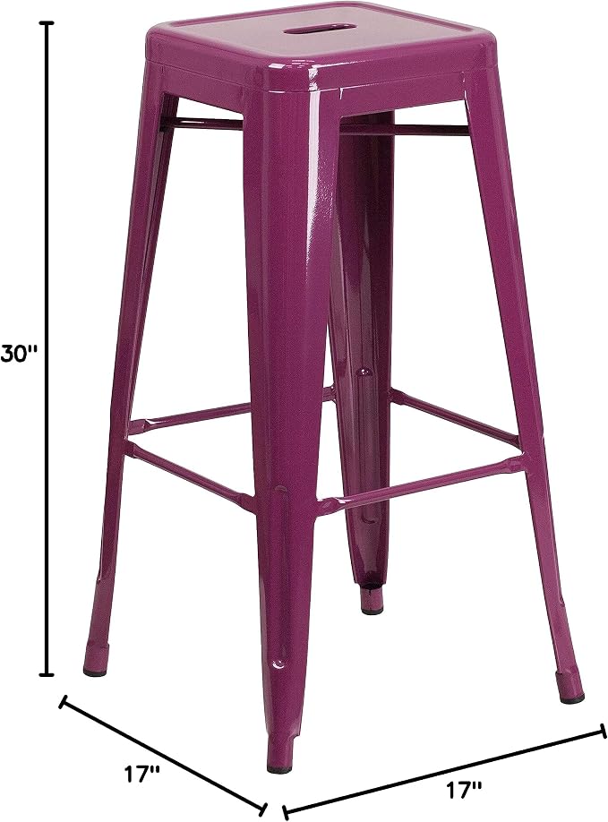 Flash Furniture Kai Commercial Grade 4 Pack 30" High Backless Purple - Image 2