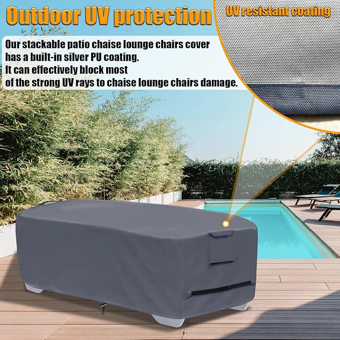 Outdoor Chaise Lounge Cover for 4-6 Stackable Patio Chaise Lounge Chairs - Image 4