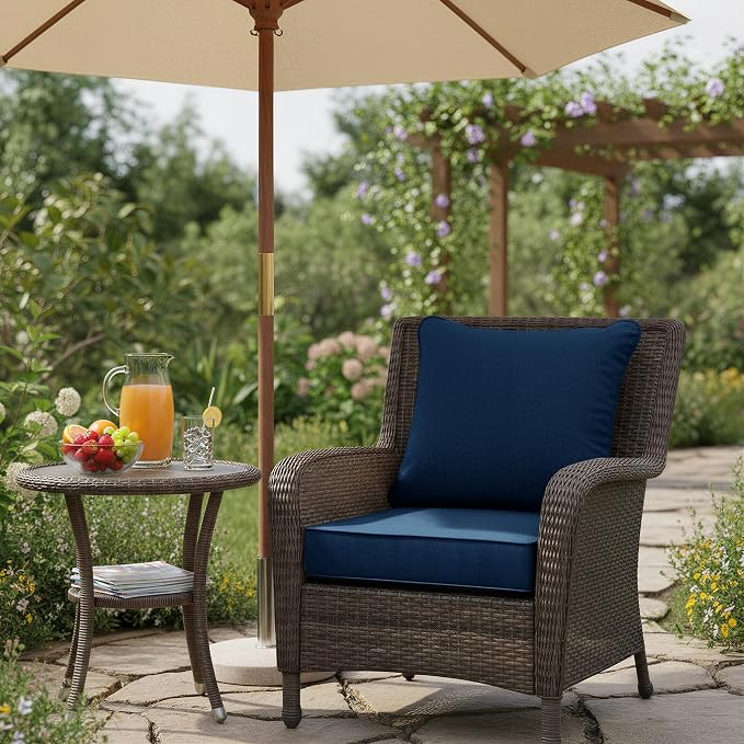 Summsun Outdoor Chair Cushions, Faux Linen Backrest and Seat Cushion Set - Image 2