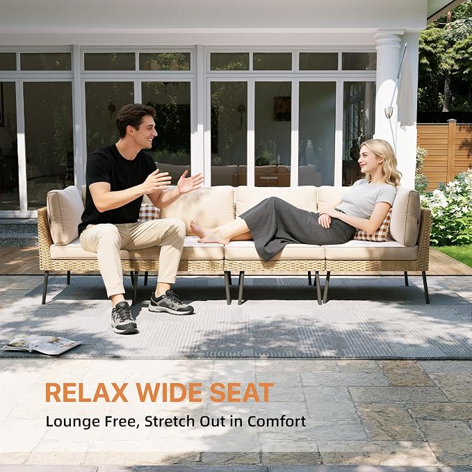 Aoxun 6-Piece Patio Furniture Set, Wicker Outdoor Furniture - Image 5