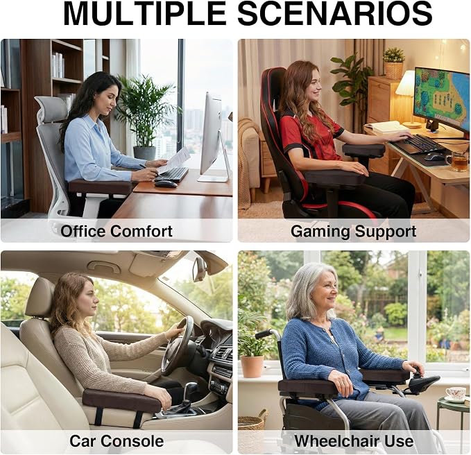 Smiry Ergonomic Office Chair Armrest Pads, Memory Foam Arm Rest Covers - Image 7
