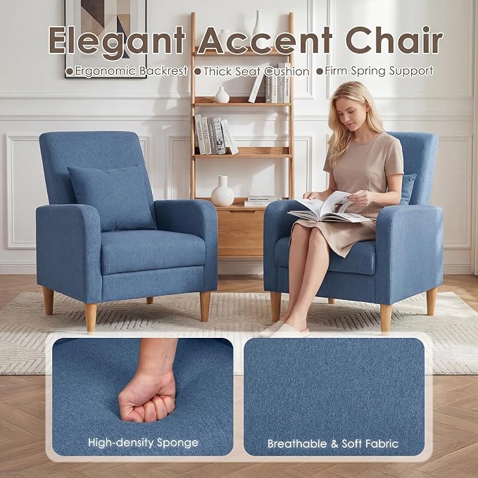 COLAMY Mid-Century Modern Upholstered Accent Chair - Image 6