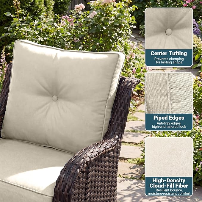 Patio Furniture Set, High Back Swivel Chairs, Weather Resistant Olefin Fabric - Image 8