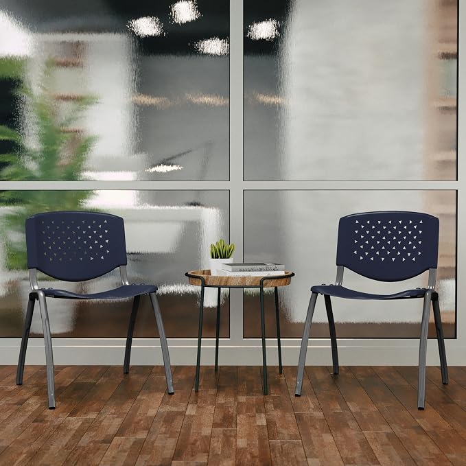 Flash Furniture HERCULES Series 880 lb. Capacity Navy Plastic Stack Chair - Image 7