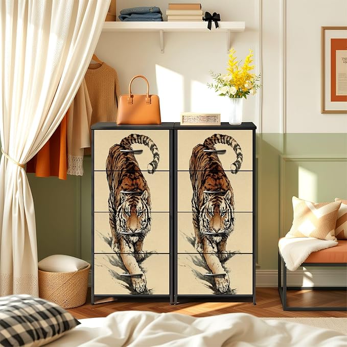 Dresser for Bedroom Majestic Tiger Walking Wilderness Bold Stripes Intense Gaze - Image 2