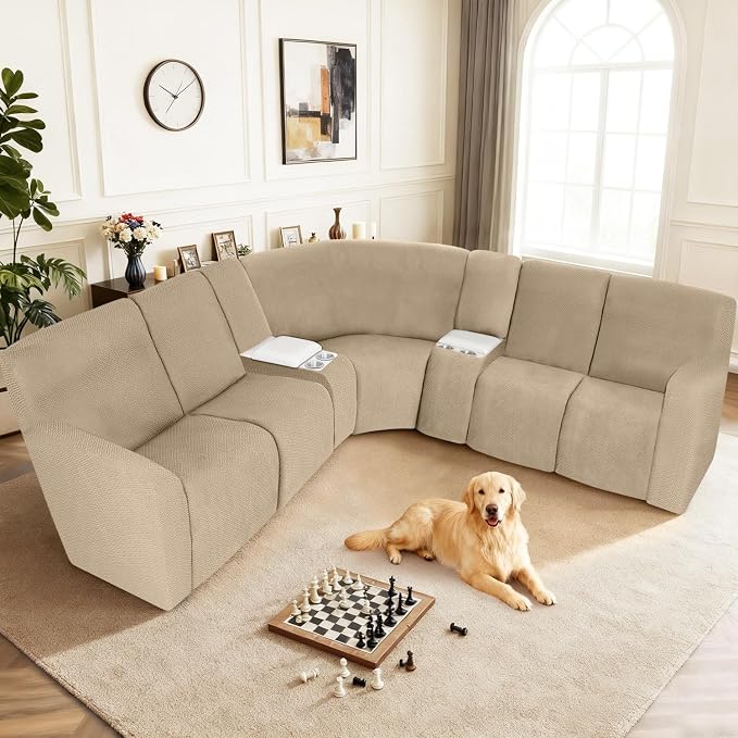 ALIECOM 100% Waterproof Recliner Sectional Couch Covers L Shape Stretch Corner - Image 2