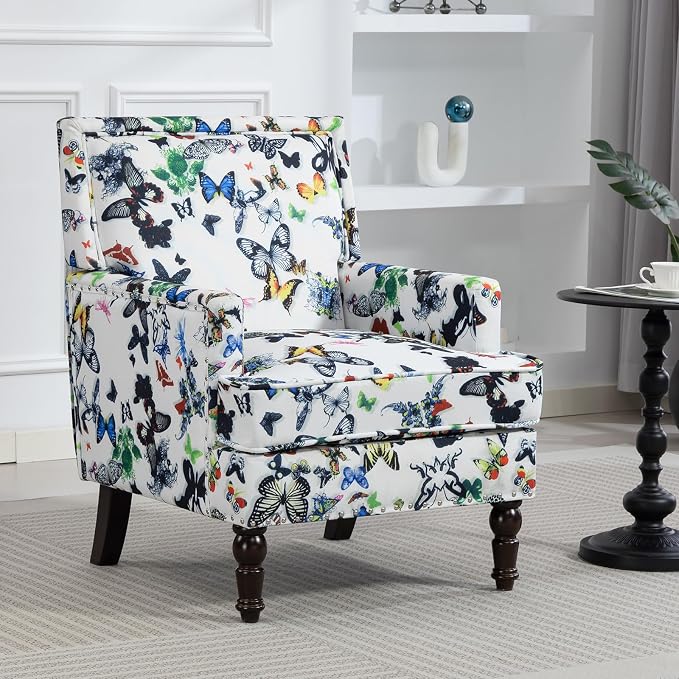 Butterfly Accent Chair, Floral Print Armchair - Image 8