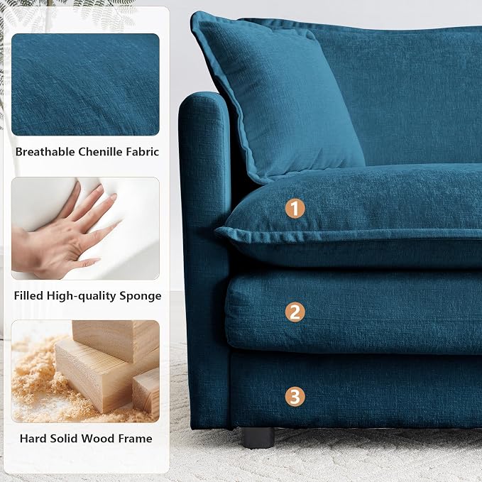 mikibama Luxury 3 Piece Sofa Set, 2 Pieces of Single Sofa and 1 Piece of 3 - Image 4