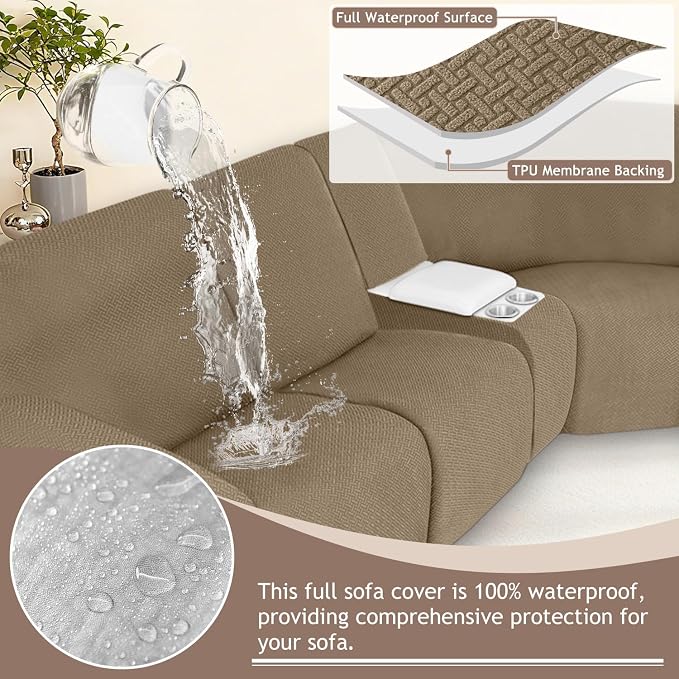 ALIECOM 100% Waterproof Recliner Sectional Couch Covers L Shape Stretch Corner - Image 4