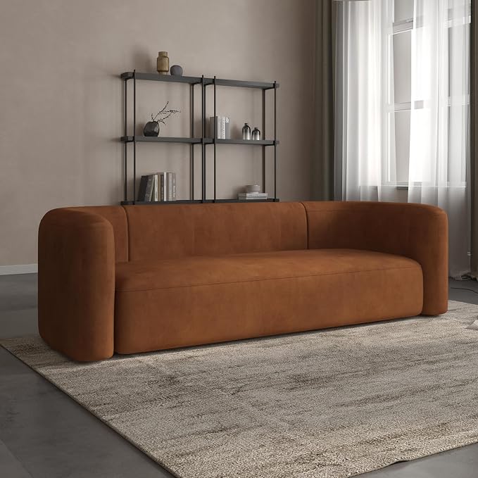 Acanva Luxury Modern Tight Curved Back Velvet Sofa, Minimalist Style Comfy Couch - Image 3