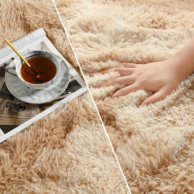 Large Shag Area Rugs 6 x 9, Tie-Dyed Plush Fuzzy Rugs - Image 4