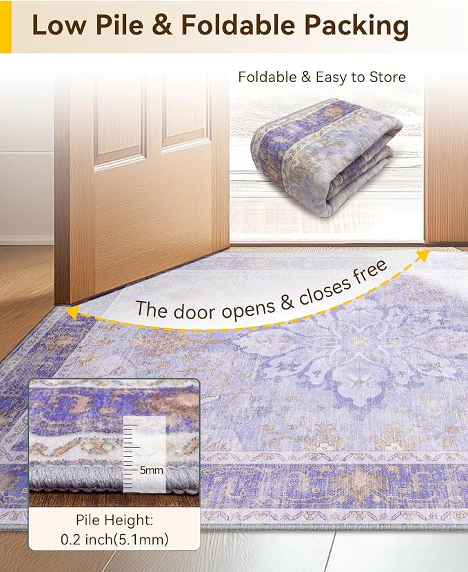 RELEANY Area Rugs 2'6"x5' Runner Rug Non Slip Washable - Image 5